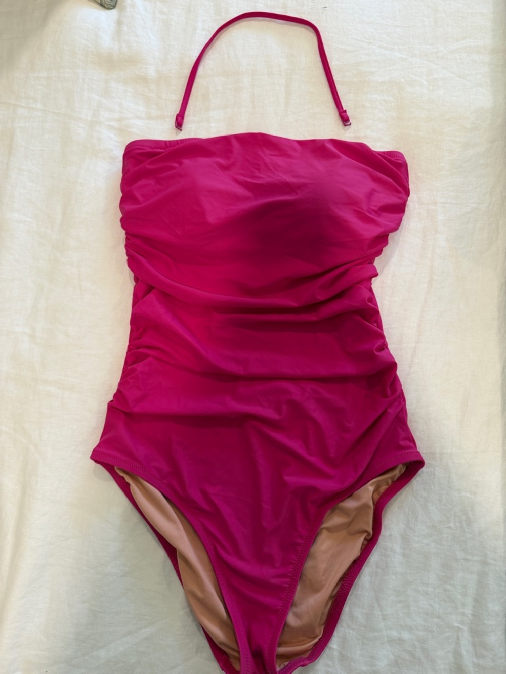 J. Crew Bright Magenta Ruched One-Piece Swimsuit with Removable Strap